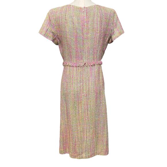 Talbots Womens Vintage Pink Preppy Tweed Silk Blend Shift Office Dress Sz 8P - Picture 5 of 12